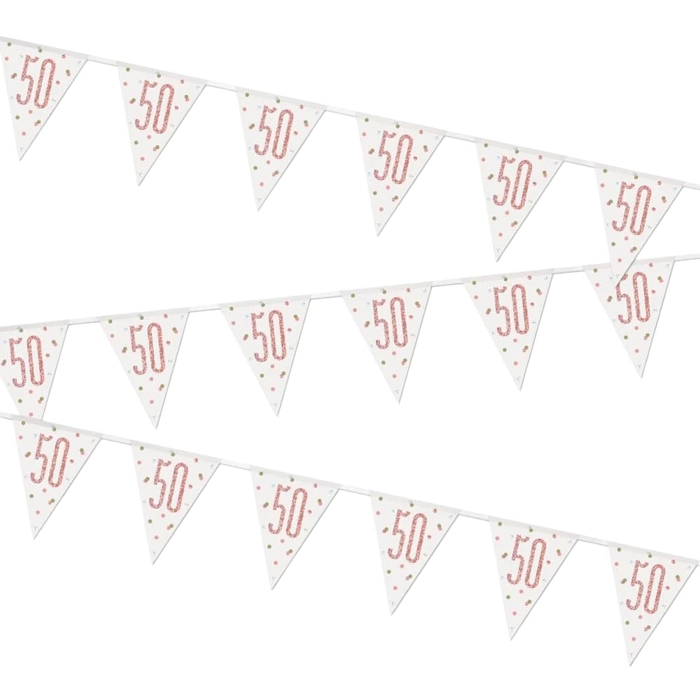 Unique 9Ft Glitz Rose Gold Prismatic Plastic Number 50 Flag Banner from B&Q