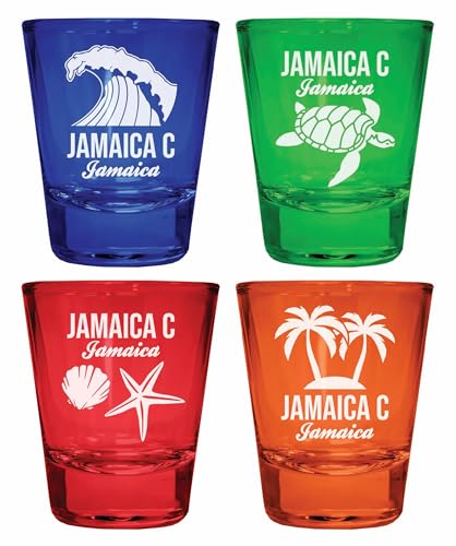 Juego de 4 Vasos Shot Redondos Grabados Multicolor