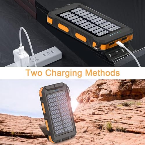 YELOMIN 38800mAh Solar Power Bank, Portable Charger USB-C Fast Charging Compatible with iPhone Samsung, Dual LED Flashlight Battery Pack, 3 Output Backup Charger for Camping Hiking Outdoor Emergency - Image 4