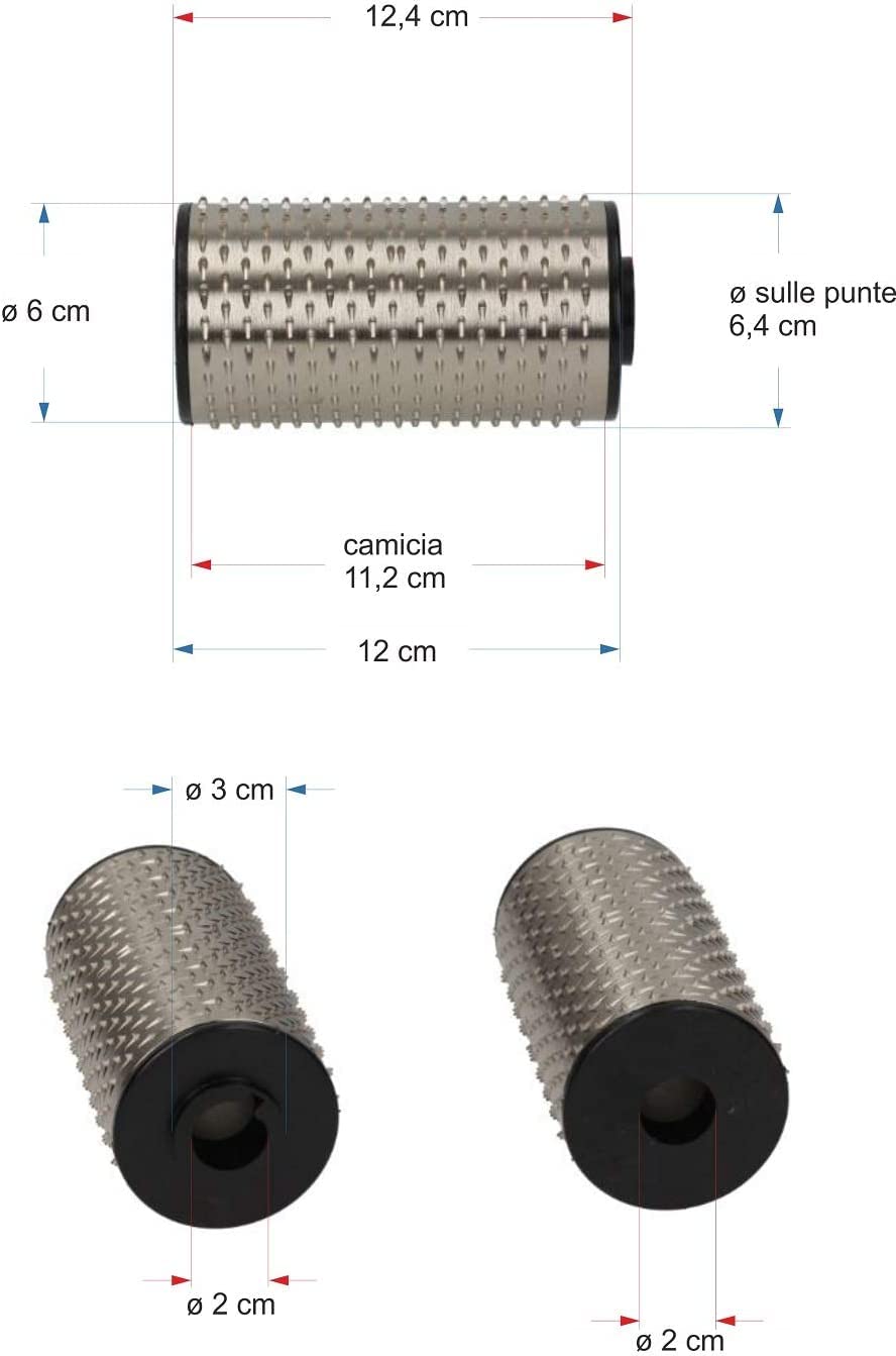 RICAMBIO X GRATTUGIA RULLO IN ACCIAIO INOX MOD. 8 CON FLANGE IN PLASTICA ADATTO A RGV - FAMA - SIRMAN 1 PEZZO