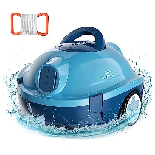 TASVAC Cordless Robotic Pool Cleaner, Automatic Pool Vacuum, 90 Mins Runtime, Powerful, Self-Parking, Lightweight, Ideal for Flat Above/In-Ground Pool up to 65 Feet/1100 Sq.Ft