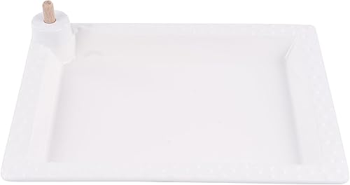 Bandeja rectangular de cerámica para servir  Plato de servir blanco de 12 x 9 pulgadas para entretenimiento, bandeja grande con clavija para
