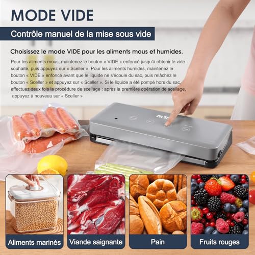 Machine sous vide multifonction avec modes sec et humide pour cuisson saine
