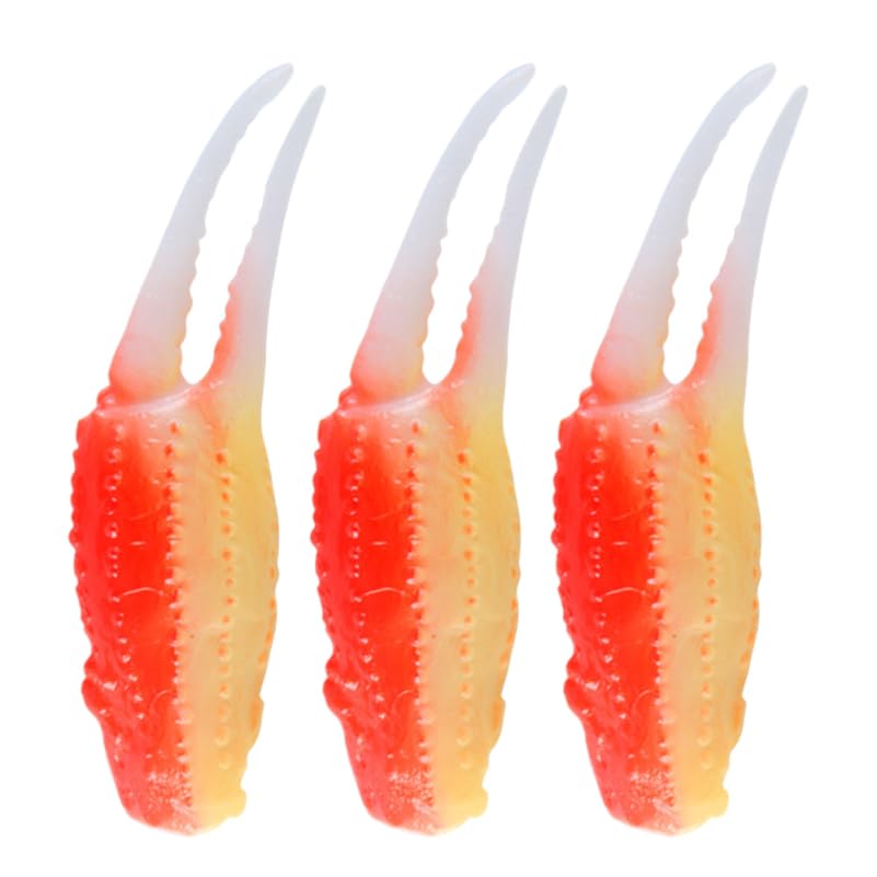 BESTonZON 3PCS Supplies Simulation Crab Claws, DIY Artificial Faux Crab Claws Simulated Toy, Shrimp Model Decor Realistic Crab Claw Toy Adorable Fake Crab Leg Dining Table PVC Accessories