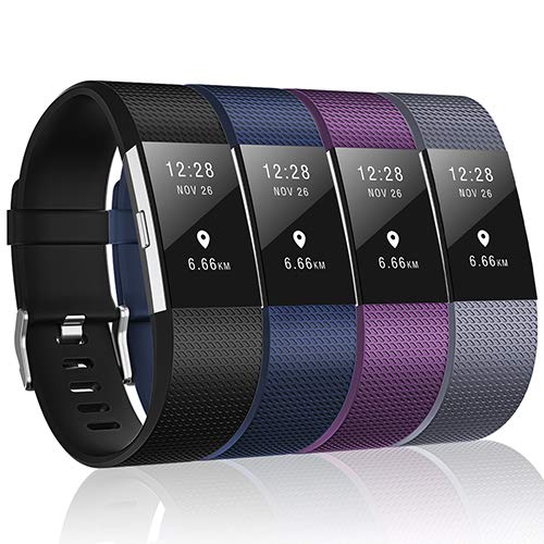 ZEROFIRE Compatible for Fitbit Charge 2 Bands, Adjustable Sport Wrist Bands Strap for Fitbit Charge 2, Women, Men, Pack of 4