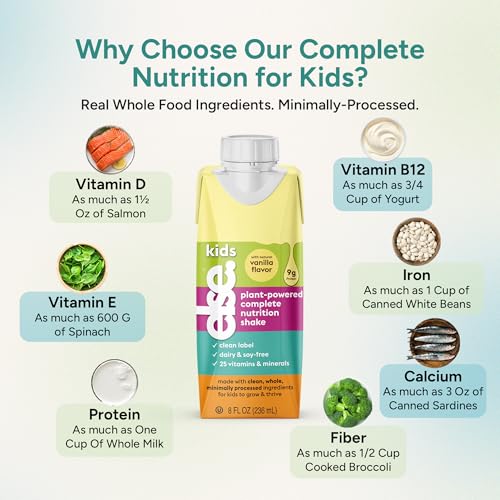 Image of Else Kids Nutrition Shake Vanilla, 2-12 Years, Dairy Free, 8 fl oz 16 Pack | Plant-based ready-to-drink shake with 25+ vitamins & minerals. Dairy & gluten free for everyday nutrition.