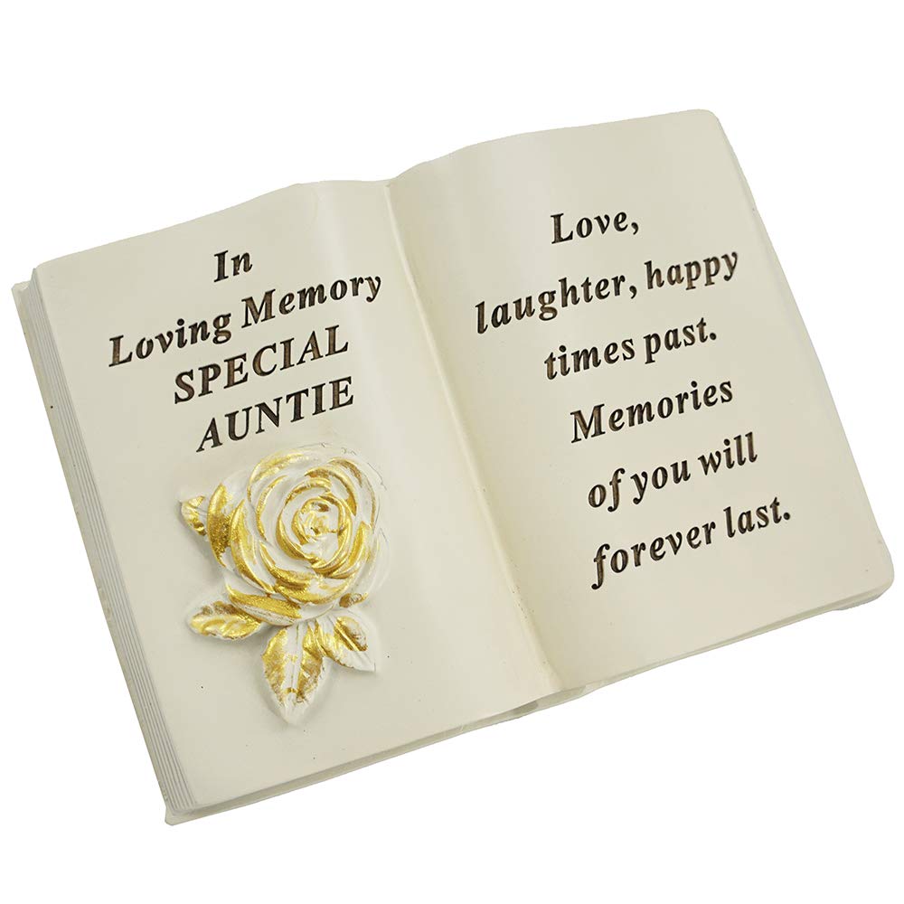 Angraves Special Auntie Brushed Gold Rose Memorial Graveside Book Plaque