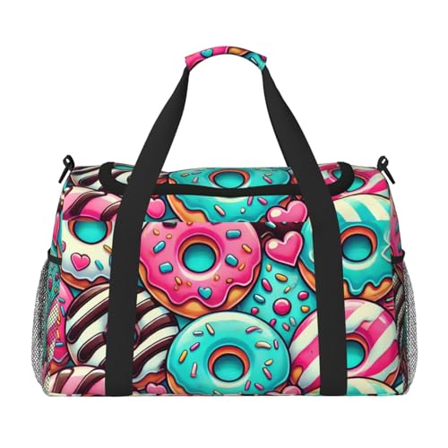 40l Gym Travel Duffel Bag Donut Chocolate Blue Mint Carry-On Workout Overnight Backpack