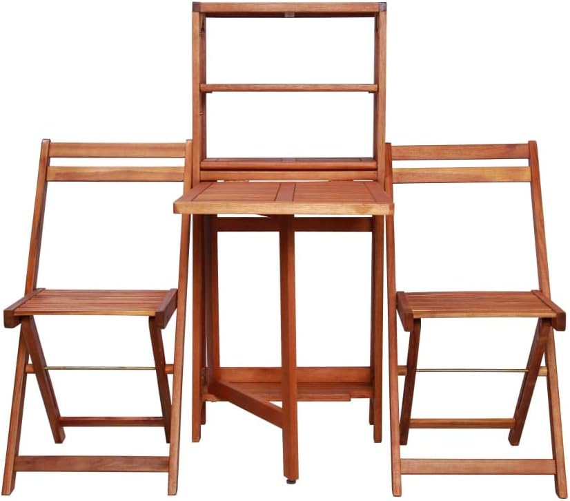 3 Piece Folding Bistro Set,Balcony Furniture,Outdoor Table Chairs,Afternoon Tea Suit,Patio Furniture Set,Perfect for Patio, Garden, Porch,Family Room,Sitting Area, Solid Acacia Wood