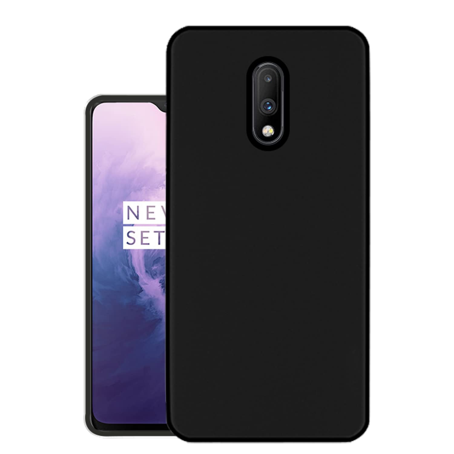 HELLO ZONE Rubber Exclusive Matte Finish Soft Back Case Cover for Oneplus 7 - Black