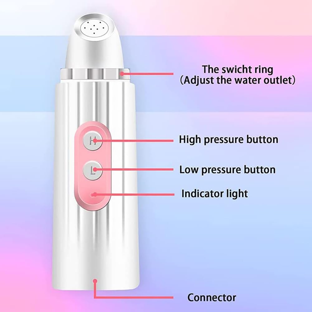 Przenośny bidet ręczny Bidet podróżny 2 Ciśnienie wody Akumulator Osobista rączka bidetowa z butelką i torbą 270 ml, wodoodporny IPX7 BEZ BPA pink