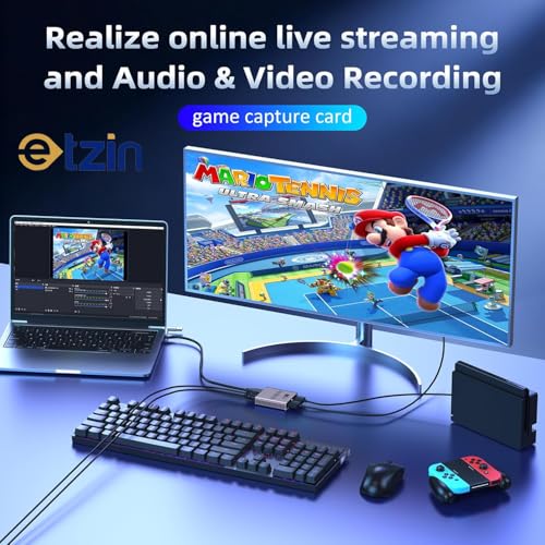 Image of ETZIN 4K 30Hz Audio Video Capture Card, 1080p 60fps USB 3.0 HDMI Video Capture Device, Full HD 1080P for Game Recording, Live Streaming Broadcasting Most Gaming Consoles /DSLR /OBS EPL-HC-V9