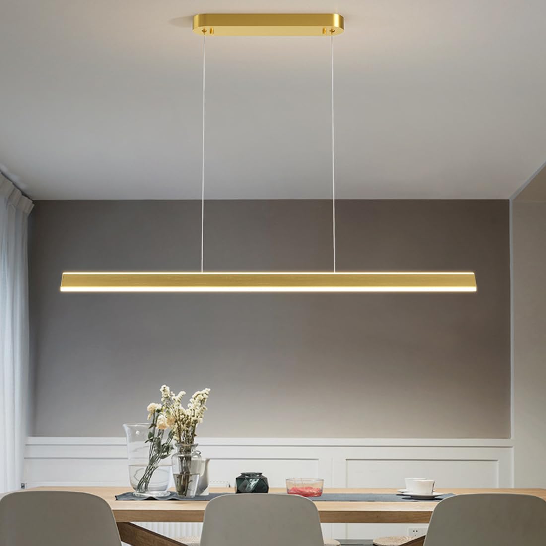 Bellastein LED Pendant Lights, Office Pendant Lights, Modern Pendant Lights, Minimalist up and Down Lighting, bar Counter Lighting fixtures (Golden, 180cm)