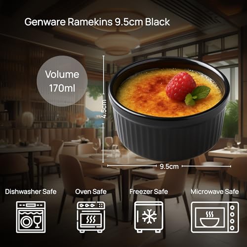 GenWare Porcelain Ramekins 9.5cm Black, SPS9-BL, Pack of 6 - Image 4