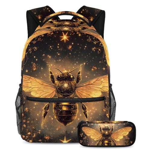 Cartable abeille grande capacité et trousse scolaire à bretelles confort