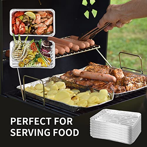 40 Pack Disposable Aluminum Broiler Pan 13 x 9 x 1 inch Aluminum Foil Grill Pans, Disposable Foil Baking Sheet Pans for Oven, Baking, BBQ, Takeout