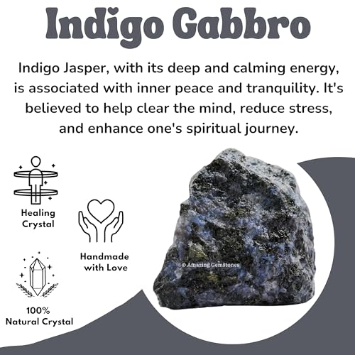 Image of Amazing Gemstone 2 Pieces Indigo Gabbro Raw Crystals and Healing Stones, Natural Rocks for Tumbling and DIY Raw Stones and Crystals
