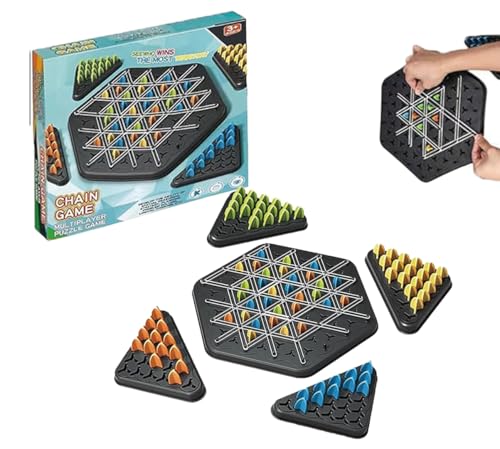 Chain Triangle Chess Game, Triggle Rubber Band Game, Innovative Educational Desktop Board Game, Interactive Triangle Strategy Puzzle Set for Kids Adults Party Family