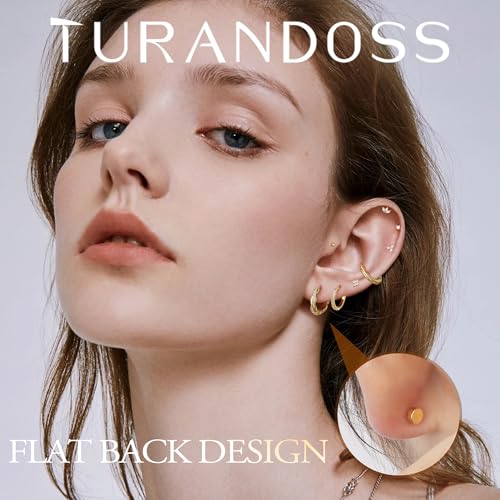 Turandoss 8 Pairs Hypoallergenic Gold Huggie Hoop Earrings for Women Girls - image 2