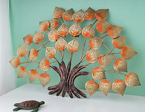 Image of Artemade Iron Decorative Wall Hanging Paan Orenge Leaf Tree Art Sculpture Wall Mounted Home Decor Wall Arts For Living Room Bed Room (50 X 31 Cm, Pack Of 1)