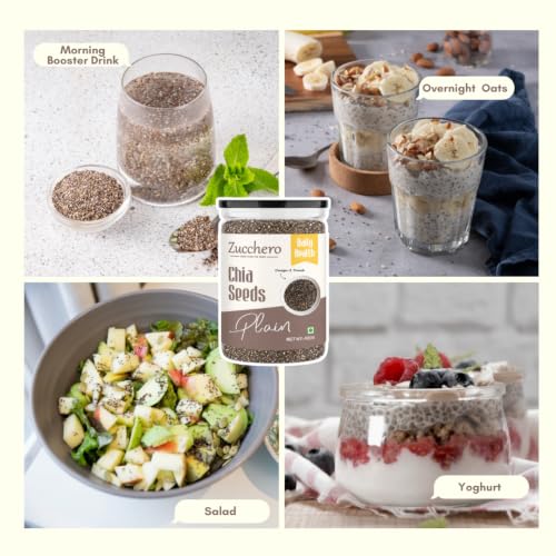Image of Zucchero Chia Seeds (1kg) - Double Sortex Clean Super Seeds for eating | Omega-3 Loaded | Calcium Rich| Weight Management | Lab Tested | Best for overnight soaking