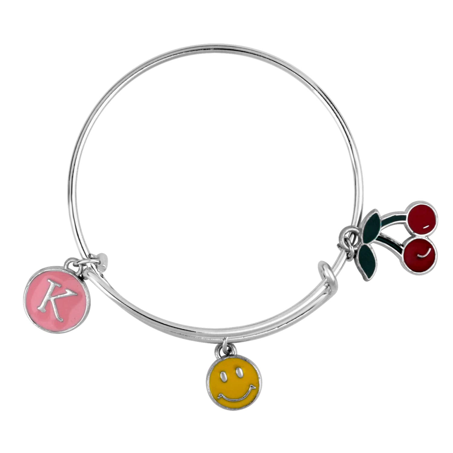 Mahi K Letter Smiley & Cherry Shaped Rhodium Plated Enamel Work Charms Kids Bracelets for Kids (BRK1100967R) (B0BHZM3WN8) Amazon Price History, Amazon Price Tracker