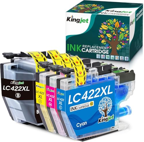 KINGJET LC422XL Cartucho de Tinta Compatible con Brother LC422 LC 422XL LC 422XLVAL Multipack para Brother MFC J5340DW MFC J5345DW MFC J5740DW MFC J6540DW MFC J6940DW (Negro, Cian, Magenta, Amarillo)