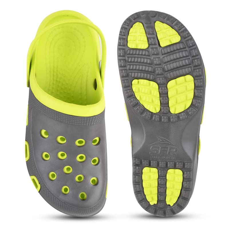 Image of SFR Men's Clogs l Lightweight, Stylish & Water Resistant Croc l Casual & Comfortable Men's Sandals with Adjustable Strap l Unisex Anti-Skid Clogs l Washable Rubber Clogs for Mens, Boys(Stepper)