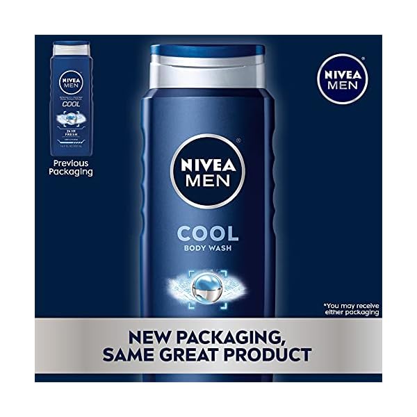 Nivea Men Cool Body Wash with Icy Menthol, 3 Pack of 16.9 Fl Oz Bottles