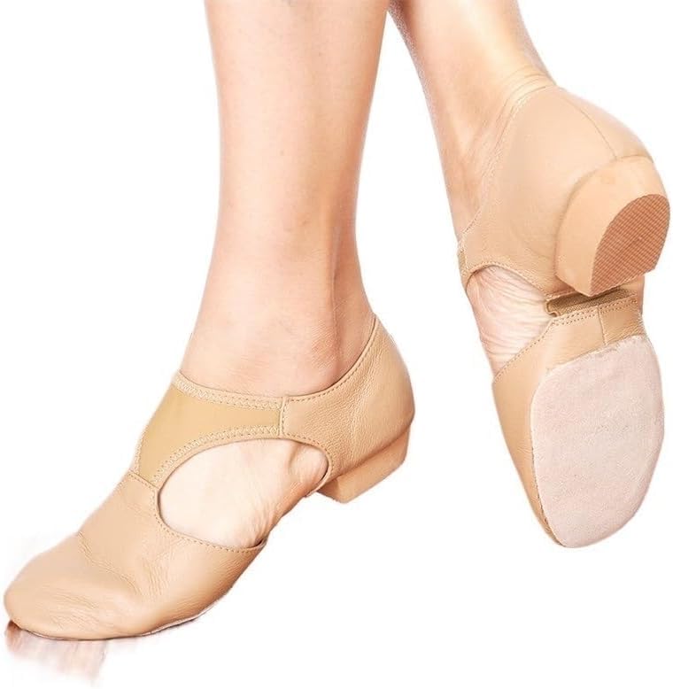 Chaussures De Ballet Cuir Véritable Stretch Arch Sandales Grecques Chaussures De Danse Jazz Femmes Ballet Jazzy Danse Professeur Sneaker Sandales Exercice Gym pour Femmes Enfants Adult, Tan, 40