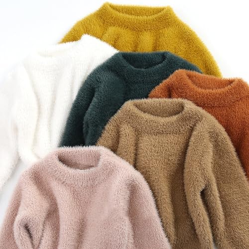 Image of Curipeer Baby Sweater Solid Ruffle Basis Pullover Sweater Turtleneck Longsleeve Fall Clothes for Baby Girl and Boy 6M-4T