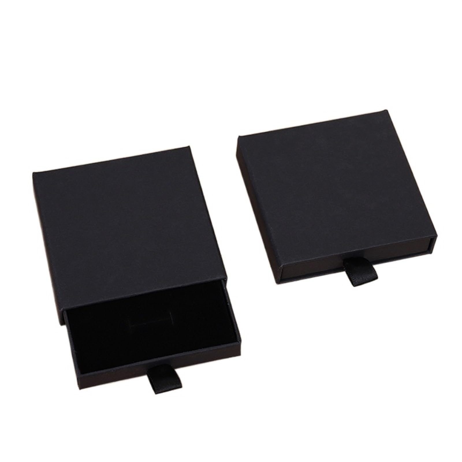 ABLNLPYOC 1PC Arrive Thin Kraft Paper Drawer Jewelry Packaging Box Greeting Card Necklace Bracelet Gift Package Case Boxes Dropshipping 1PC(Black,8x8x1.7cm)