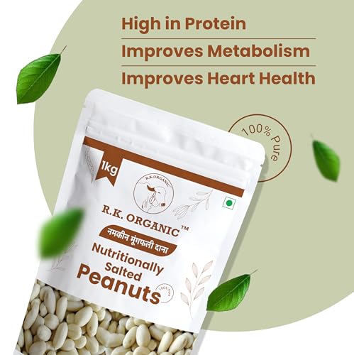 Image of R K Organic Jumbo Roasted salted Peanut, Desi Singdana, 1kg | Salted & Roasted | 100% Natural Snack | Rich in Protein & Fiber (Pack Of 1)