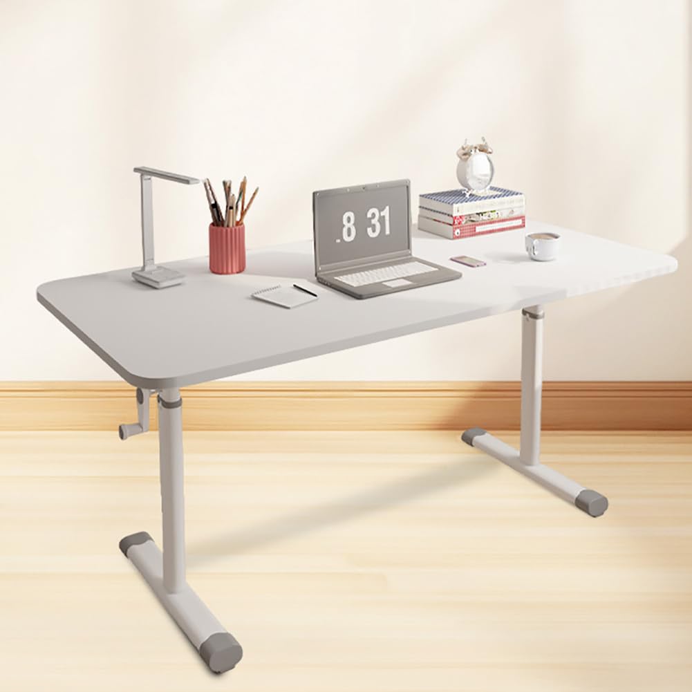 CGCSYZ Adjustable Height Standing Desk with Manual Crank, Gaming Desk, Home Office Workstation, Computer Desk, White, 100cm - Ergonomic & Flexible Design for Productivity (White 120cm)