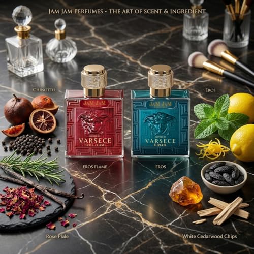 Image of Perfumes Men's Luxury Eau de Parfum Combo Set | Eros & Eros Flame | Luxury Fragrances Inspired by Iconic Designer Scents | Fresh Mint & Spicy Citrus Scent Set | 2 x 50ml