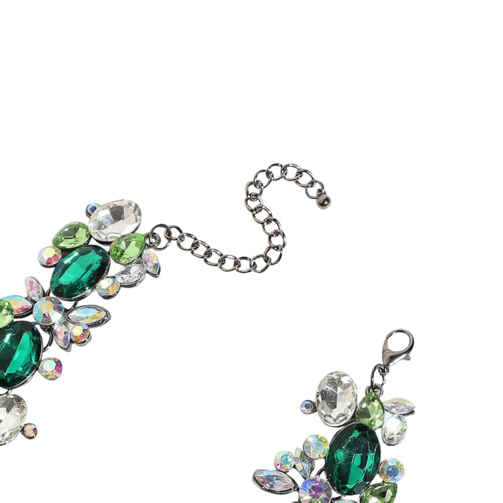 Women's Green Created Diamond Necklace & Chain, Regal Gemstone Cascade