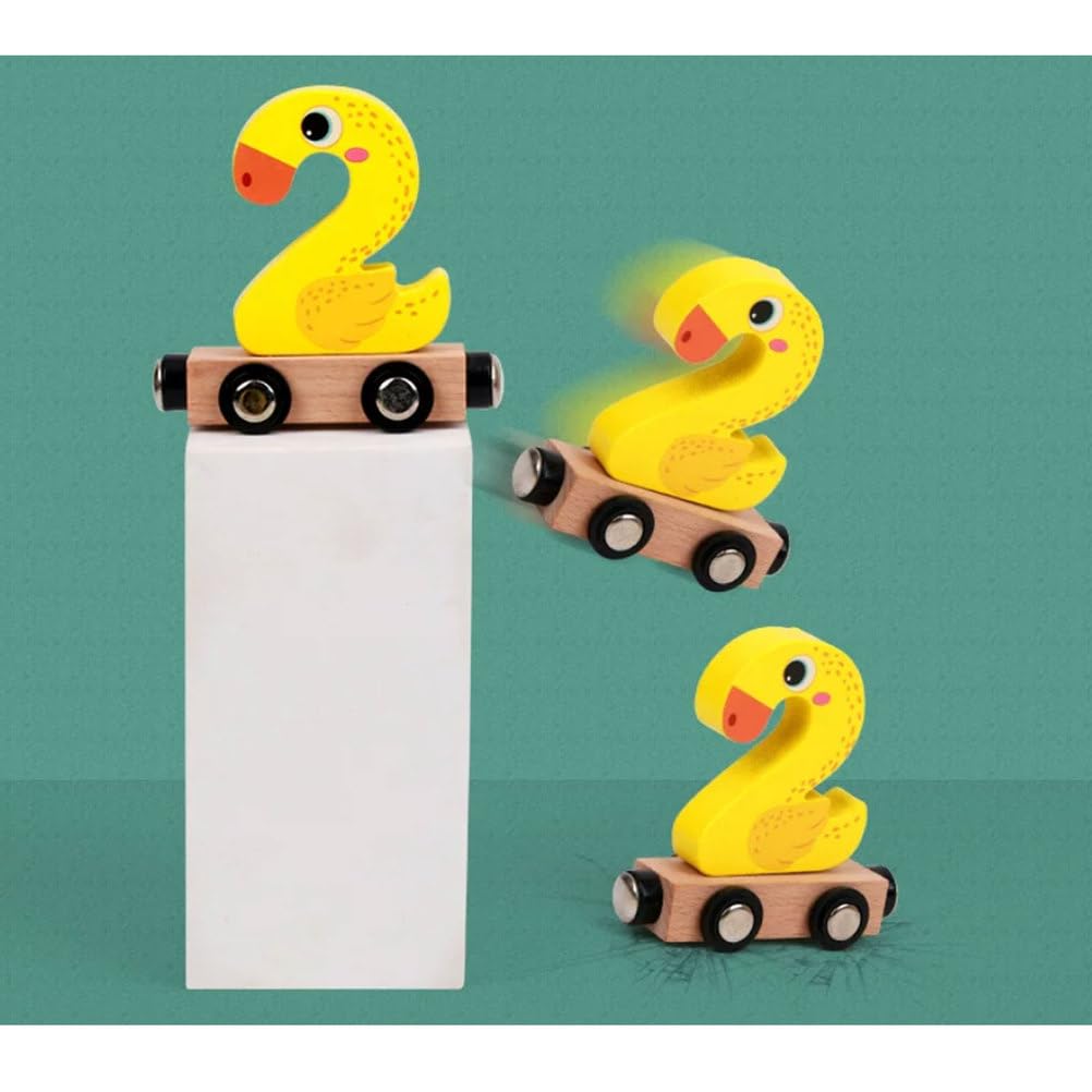 Juguete de Tren de Números Magnéticos de Madera Montessori | Carro de Tren Magnético con Figura de Animal Lindo 0-9, Juguete Educativo de Bloques de Construcción Desmontables