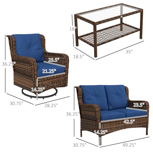 Outsunny US860-257V00DB0131 4 Piece Pe Rattan Outdoor Patio Furniture Set thumb #4