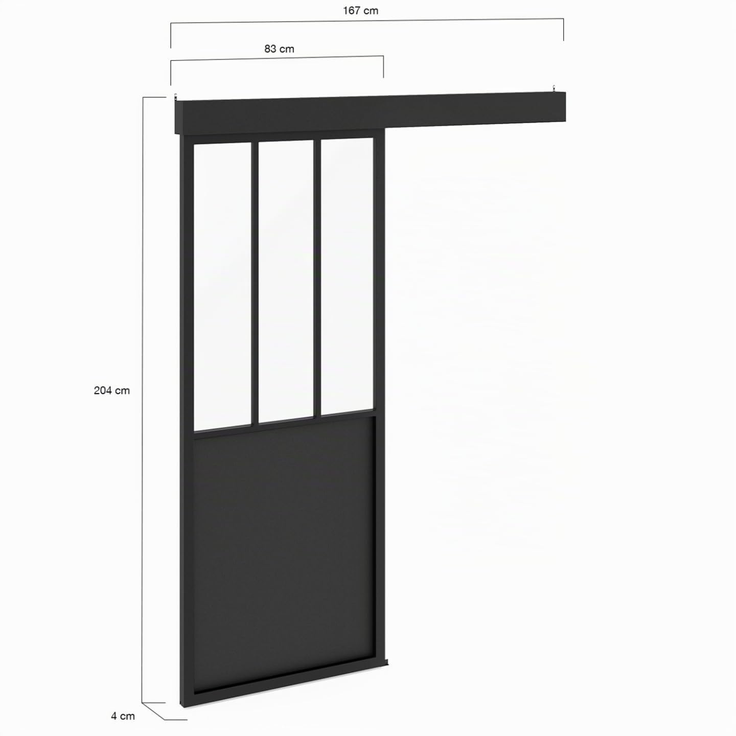 IDMarket - Kit puerta corredera de 83 cm de metal + MDF con riel y fijaciones