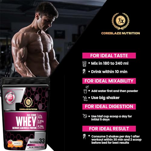 Image of Best Whey Body building Protein powder Isolate 90% | for Men & Women | (7 kg, Mango)