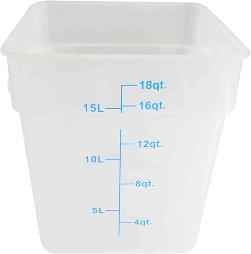 Contenedor cuadrado de 18 cuartos de galón de polipropileno translúcido, contenedores comerciales de almacenamiento de alimentos, contenedores de
