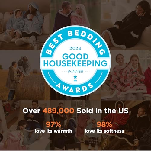 Bedsure Blanket Hoodie, Wearable Blanket Hoodie as Gifts for Mom, Birthday Gifts for Women Kids Teens Sherpa Sweatshirt, Grey, Standard - Image 6