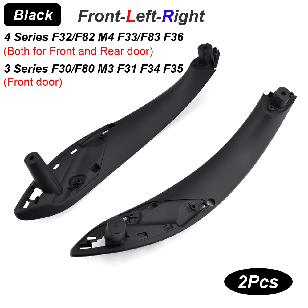 2 poignées de porte intérieure ABS gauche et droite, panneau d'accoudoir, compatible avec B-MW 3 Series F30 316d 318d 320d F31 320i 325d 328dx-Avant-Noir