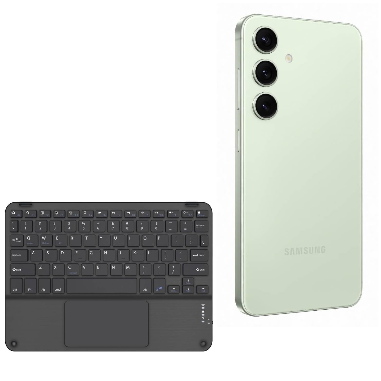 BoxWave Keyboard Compatible with Samsung Galaxy S24 FE - SlimKeys Bluetooth Keyboard with Trackpad, Portable Slim TouchPad - Jet Black