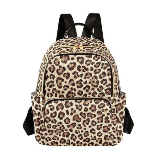 Image of ALAZA Brown Cheetah Leopard Print Pattern Medium Backpack Purse for Women Travel Bag Fashion Daypack Back Pack Shoulder Bag