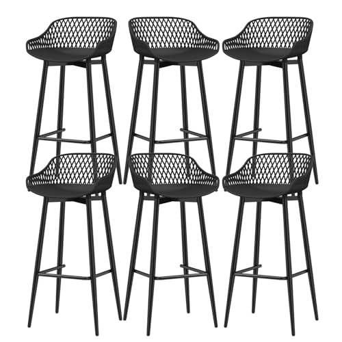 ZZINOKE Lot de 6 Tabourets de Bar, avec Dossier et Repose-Pieds, Assise 68H cm, Résistants aux Intempéries, Tabouret Exterieur Convient aux Cuisine,...