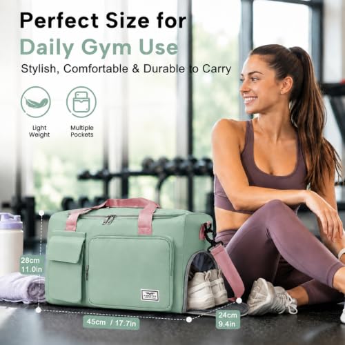 Image of FIORETTO Women's Gym Duffle Bag with Shoes Compartment, 30L Capacity, Ideal for Travel, Gym, Sports, Duffel, Weekender