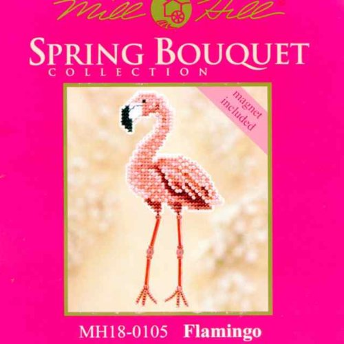 Flamingo Beaded Counted Cross Stitch Ornament Kit Mill Hill 2010 Spring Bouquet MH180105