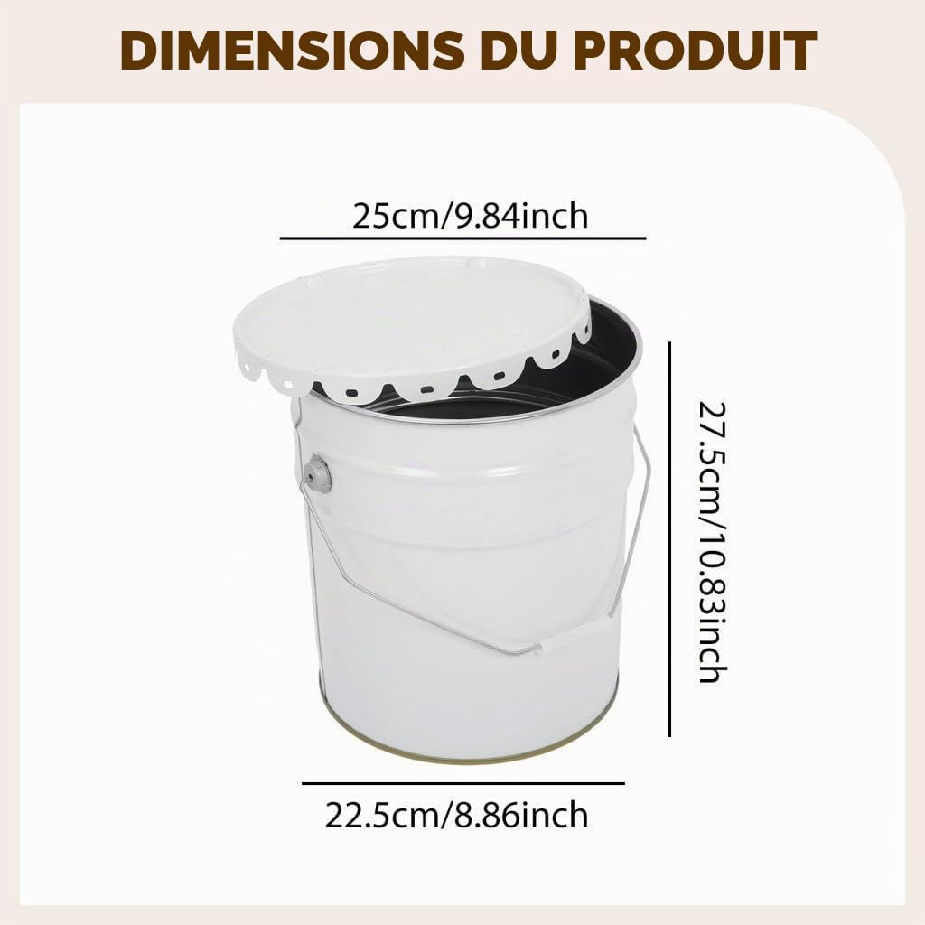 Sharplace Pot de peinture métallique vide avec couvercle, seau utilitaire polyvalent pour peintures, solvants, bricolage et travaux de rénovation, 10l
