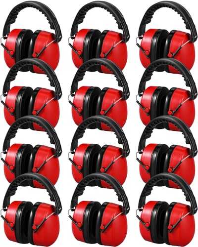 12 Pcs Hearing Protection Ear Muffs (Red)